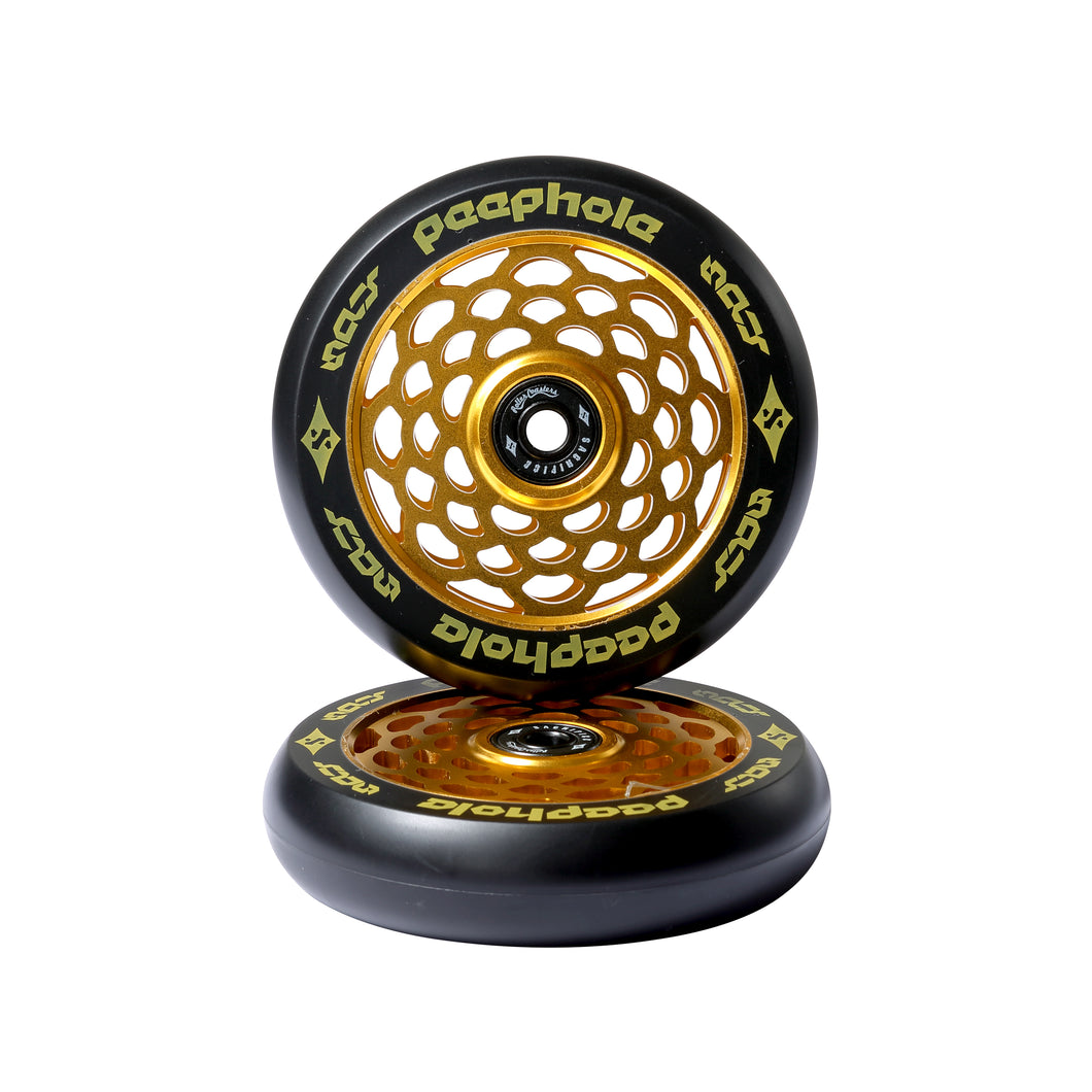 Sacrifice Spy PeepHole Gold 110mm Wheels (Sold In Pairs)