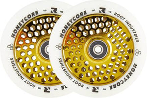 Root Honeycore White/Gold 110mm 2-pack Stunt Scooter Wheels